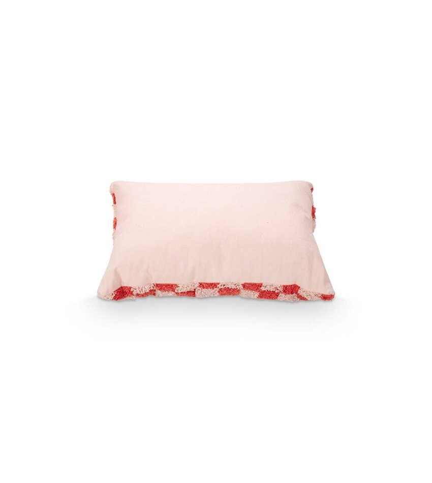 Cushion Rectangular Coral-Pink Check 50x70cm