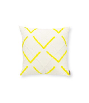 Cushion Square Embroidered Abstract Fluo Yellow 45x45cm