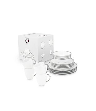 Set/16 Dinnerware Raw White Silver