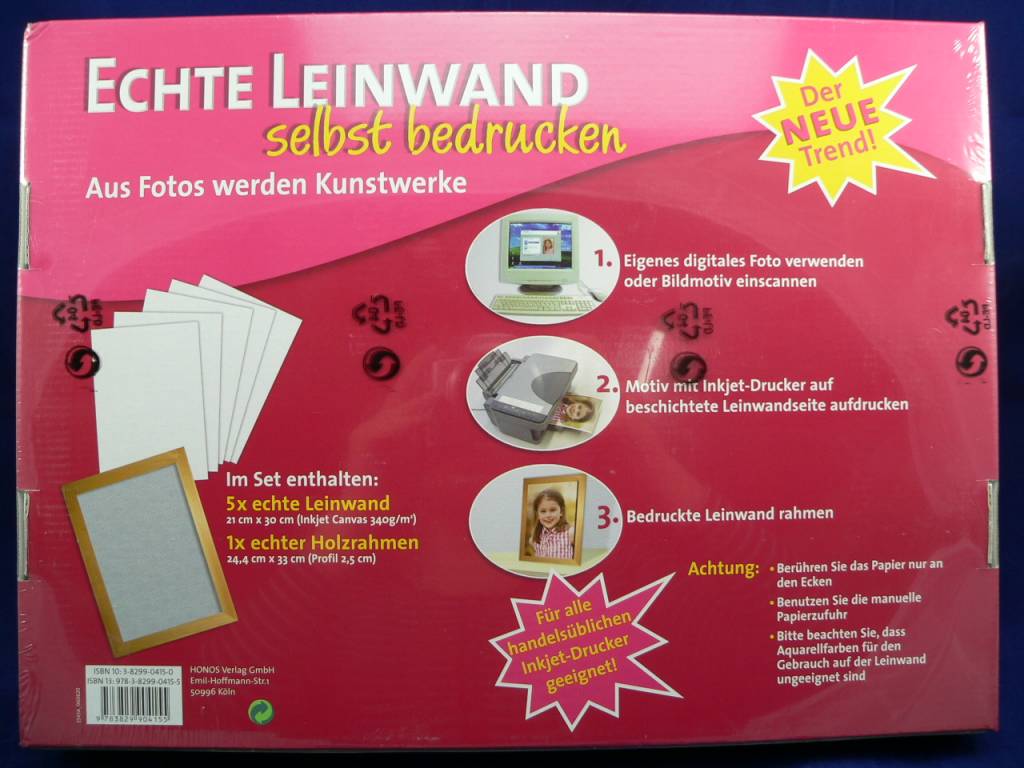 Echte Leinwand Selbst Bedrucken Set Mit 5 Leinwanden Und 1 Rahmen Meiseller