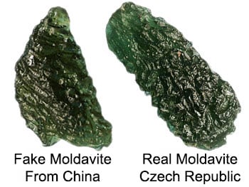 Fake and real moldavite