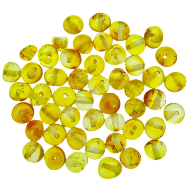50 Stück Bernsteinperlen Honig abgerundet 3-6 mm