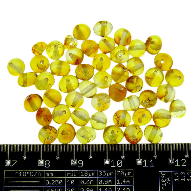 50 pieces amber beads honey rounded 3-6 mm