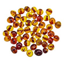 50 Stück Bernsteinperlen cognac abgerundet 3-6 mm