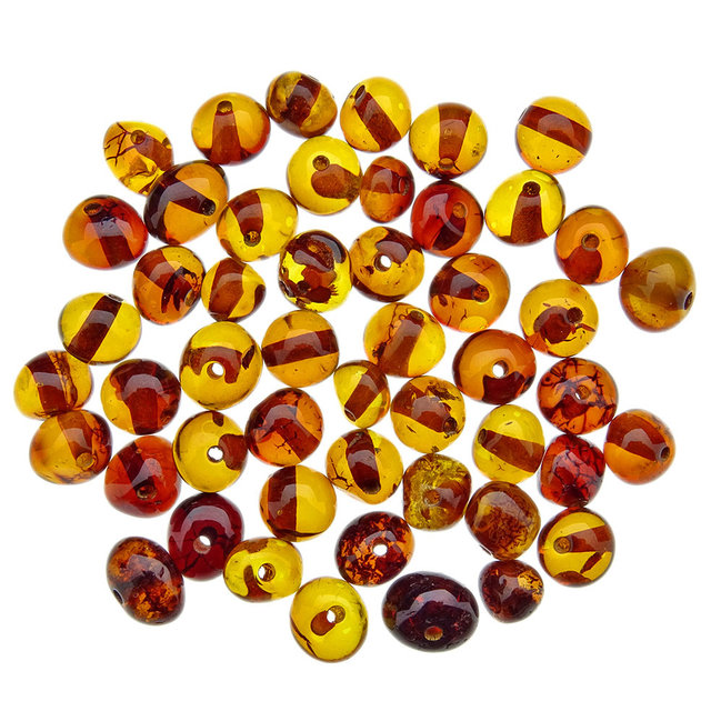 50 Stück Bernsteinperlen cognac abgerundet 3-6 mm