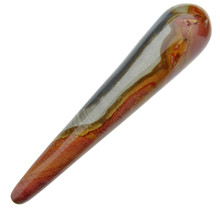 Polychrome jasper wand for massage - 10 cm