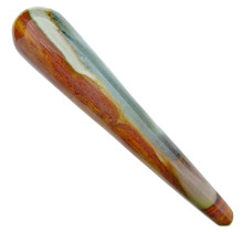 Polychrome jasper wand for massage - 10 cm