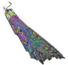 Kyanite aura, gold-treated kyanite pendant