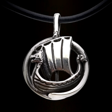 Silver pendant viking ship
