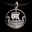 Beautiful silver pendant viking ship with leather cord