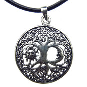 Beautiful silver pendant tree of life with sun and moon Beautiful silver pendant tree of life with sun and moon