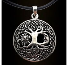 Beautiful silver pendant tree of life with sun and moon