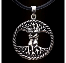 Beautiful silver pendant tree of life with Adam and Eve