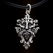 Silver pendant green man