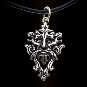 Silver pendant green man