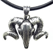 Mooie zilveren hanger van een ram skull