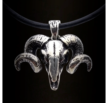 Beautiful silver pendant of a ram skull