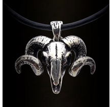 Mooie zilveren hanger van een ram skull