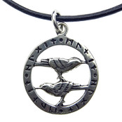 Beautiful silver pendant raven in a rune circle Beautiful silver pendant raven in a rune circle