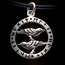 Beautiful silver pendant raven in a rune circle