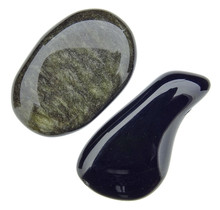 Goldsheen and rainbow obsidian, volcanic glass