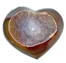 Mooi hart van agaat met kwartskristallen uit Brazilië, 985 gram