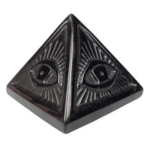 Obsidiaan evil eye piramide, 5 x 5 x 5 cm