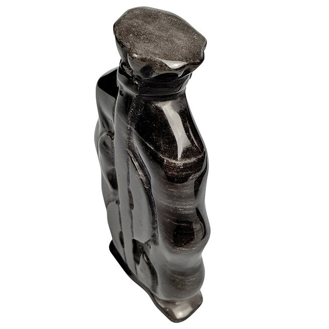 Beautiful silver obsidian money bag, 13 cm