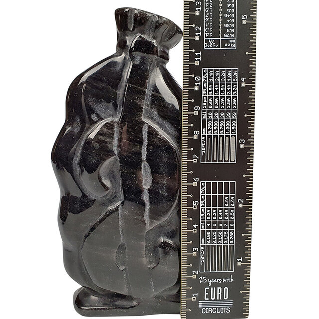 Beautiful silver obsidian money bag, 13 cm