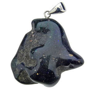 Pendant of black opal with silver eye