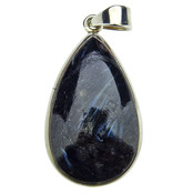Silver pendant of arfvedsonite Silver pendant of arfvedsonite