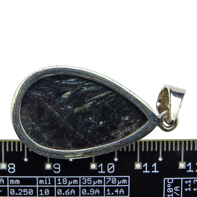 Silver pendant of arfvedsonite Silver pendant of arfvedsonite