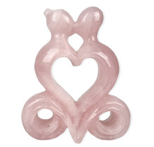 Rozenkwarts hart sculptuur, afmeting 7,5 x 3 x 10 cm
