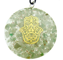 Orogonite pendant with aventurine and a Hamsa hand