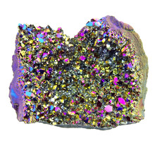 Aqua aura of regenboog aura, met goud behandelde amethist, 105 gram