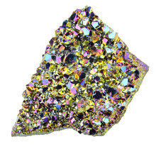 Aqua aura of regenboog aura, met goud behandelde amethist, 105 gram
