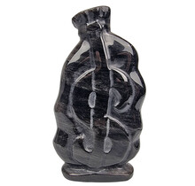 Beautiful silver obsidian money bag, 13 cm