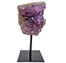 Amethyst on metal base, 17 cm and 765 grams
