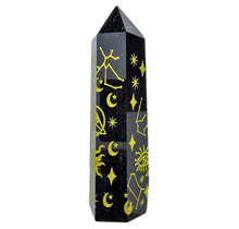 Mooie puntje van obsidiaan met carvings 9 cm