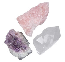Golden triangle, amethyst, rose quartz and rock crystal