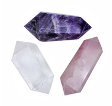 Golden triangle, amethyst, rose quartz and rock crystal