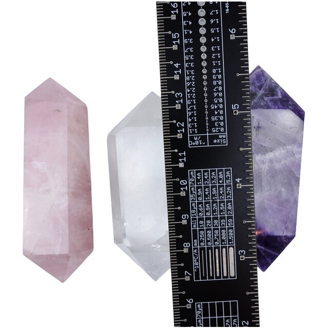 Golden triangle, amethyst, rose quartz and rock crystal Golden triangle, amethyst, rose quartz and rock crystal