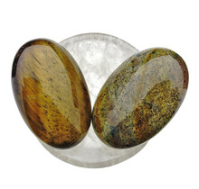 Bowl from smokey quartz with handstones of tigereye and jasper