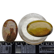 Bowl from smokey quartz with handstones of tigereye and jasper Bowl from smokey quartz with handstones of tigereye and jasper