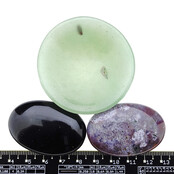 Bowl from aventurine with handstones of jasper and obsidian Bowl from aventurine with handstones of jasper and obsidian