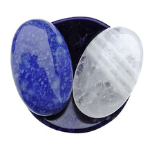 Bowl from sodalite with handstones of aventurine and rock crystal