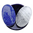 Bowl from sodalite with handstones of aventurine and rock crystal