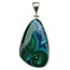 Mooie malachiet met chrysocolla hanger in zilver