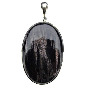 Hypersthene pendant with silver