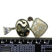 Anhänger aus Pyrit, Ammonit und fossiler Muschel mit Silber Anhänger aus Pyrit, Ammonit und fossiler Muschel mit Silber